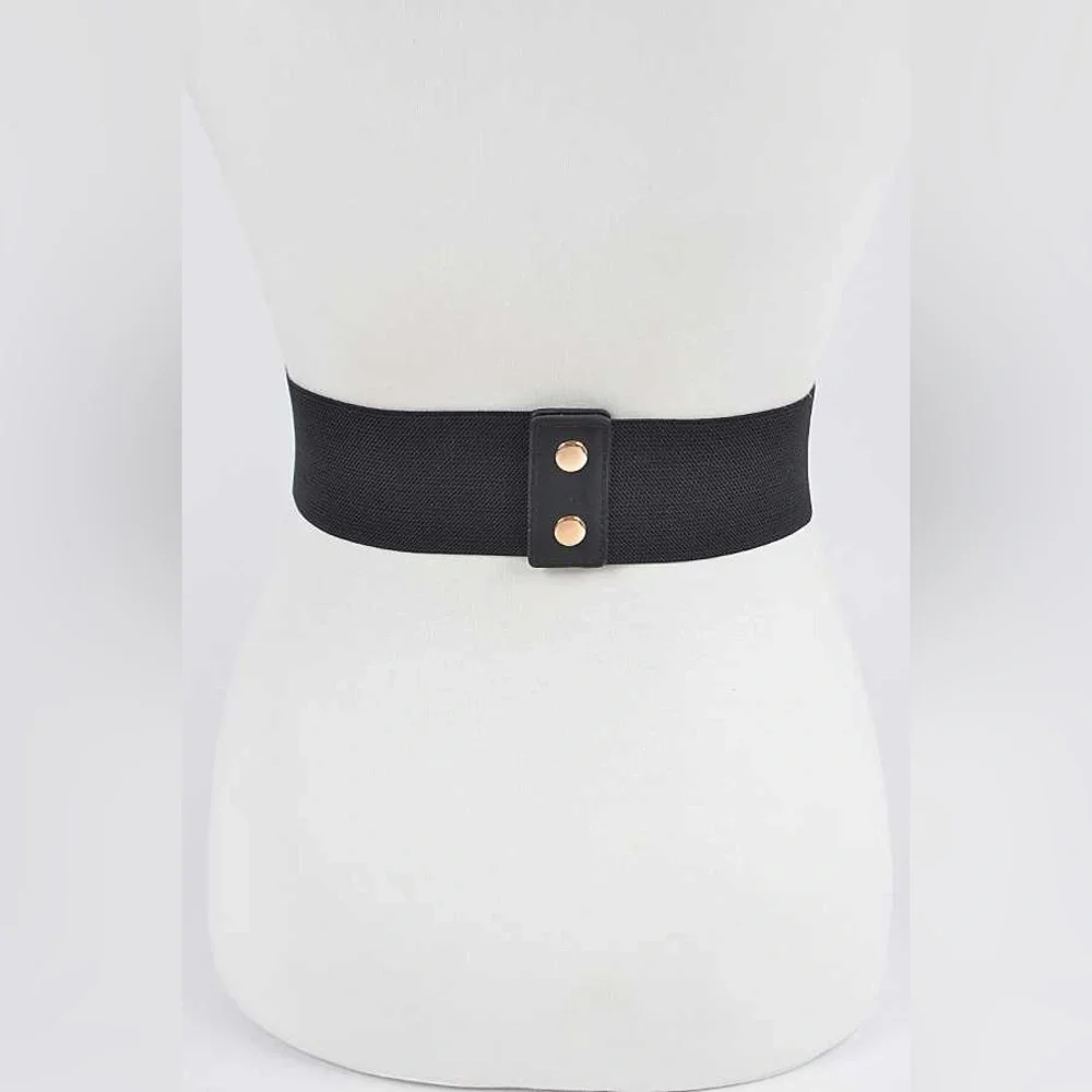 Black Waist Belt with Gold Chain Accent (3 Colors)